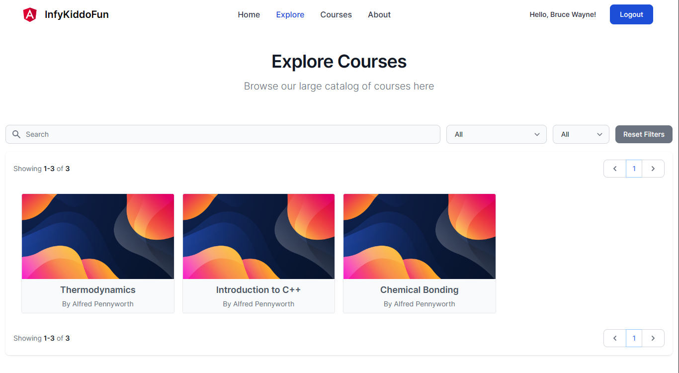 Screenshots of the InfyKiddoFun application